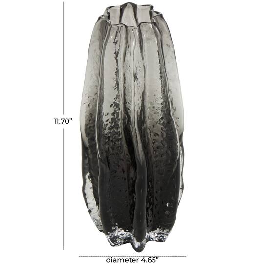 12" Black Ombre Wavy Abstract Glass Vase